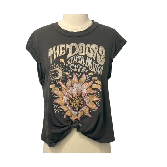 Daydreamer Free People The Doors Rolled Sleeve Graphic T-Shirt Tie-Front Size L - Picture 8 of 8